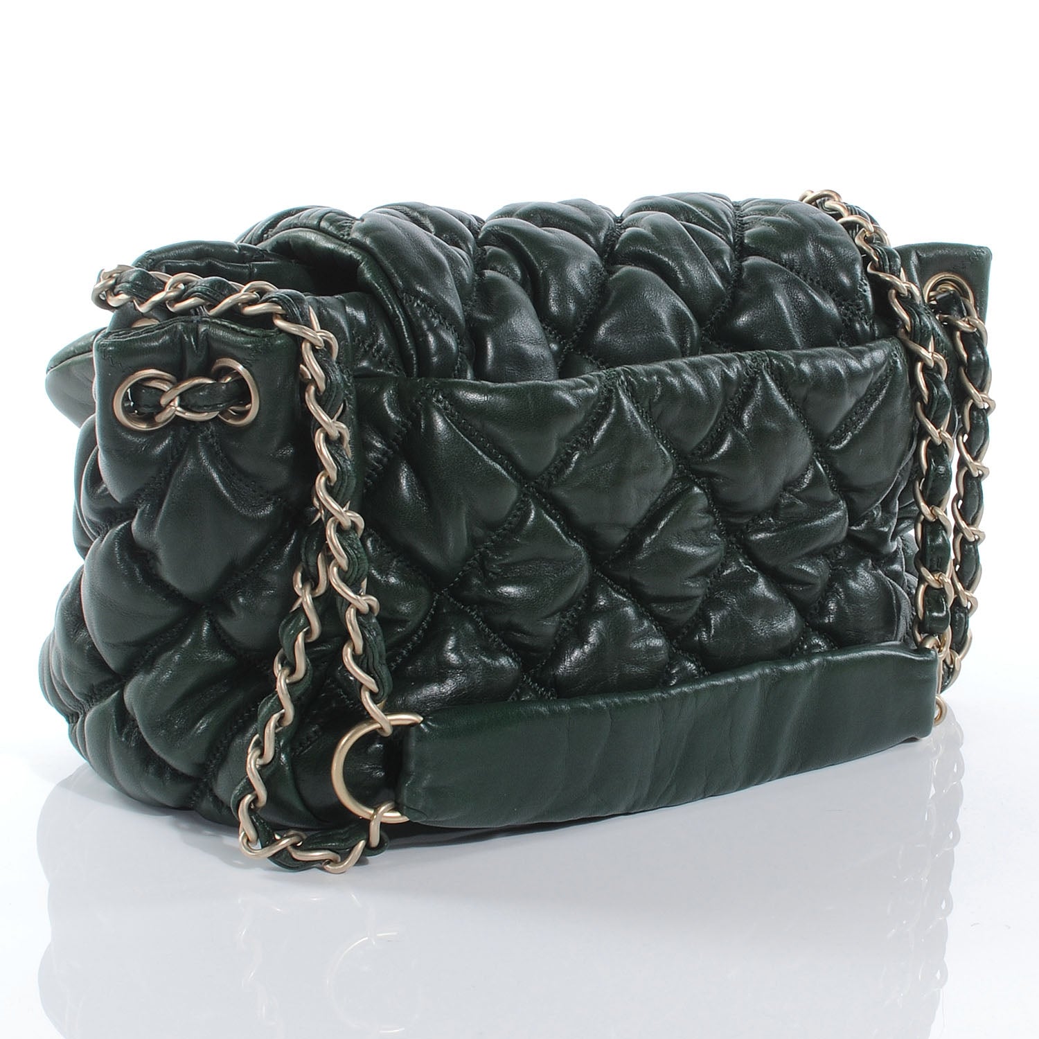 Chanel Lambskin Bubble Quilt Flap Green 3 of 7