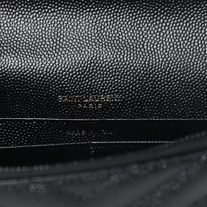 Saint Laurent Grain De Poudre Matelasse Chevron Monogram Envelope Chain Wallet Black 6 of 11