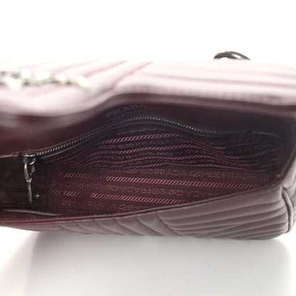 Prada Soft Calfskin Impunture Diagramme Small Chain Flap Shoulder Bag Granato 5 of 10
