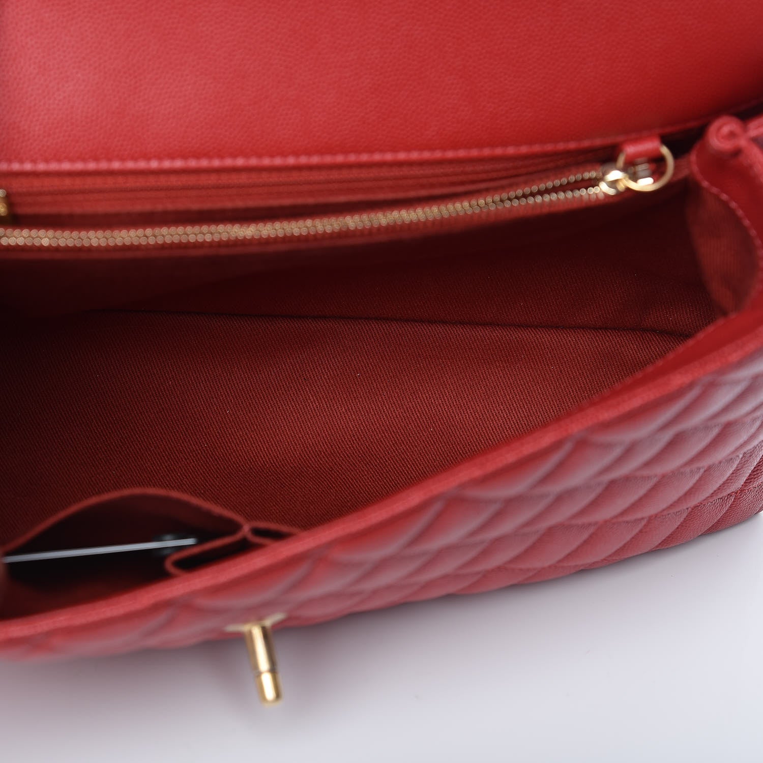 Chanel Caviar Quilted Medium Coco Handle Flap Red 8 of 11