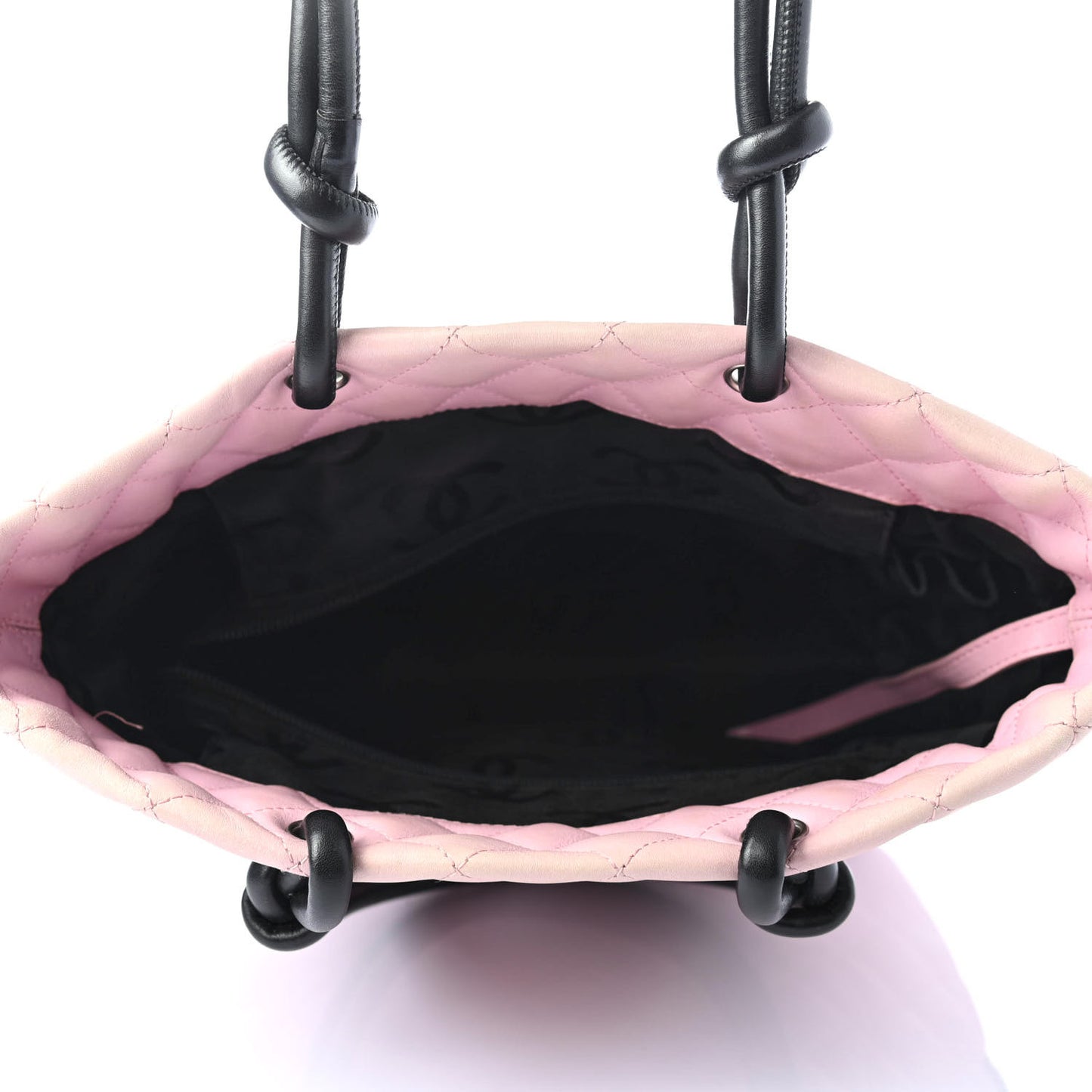 Calfskin Quilted Medium Cambon Tote Pink Black