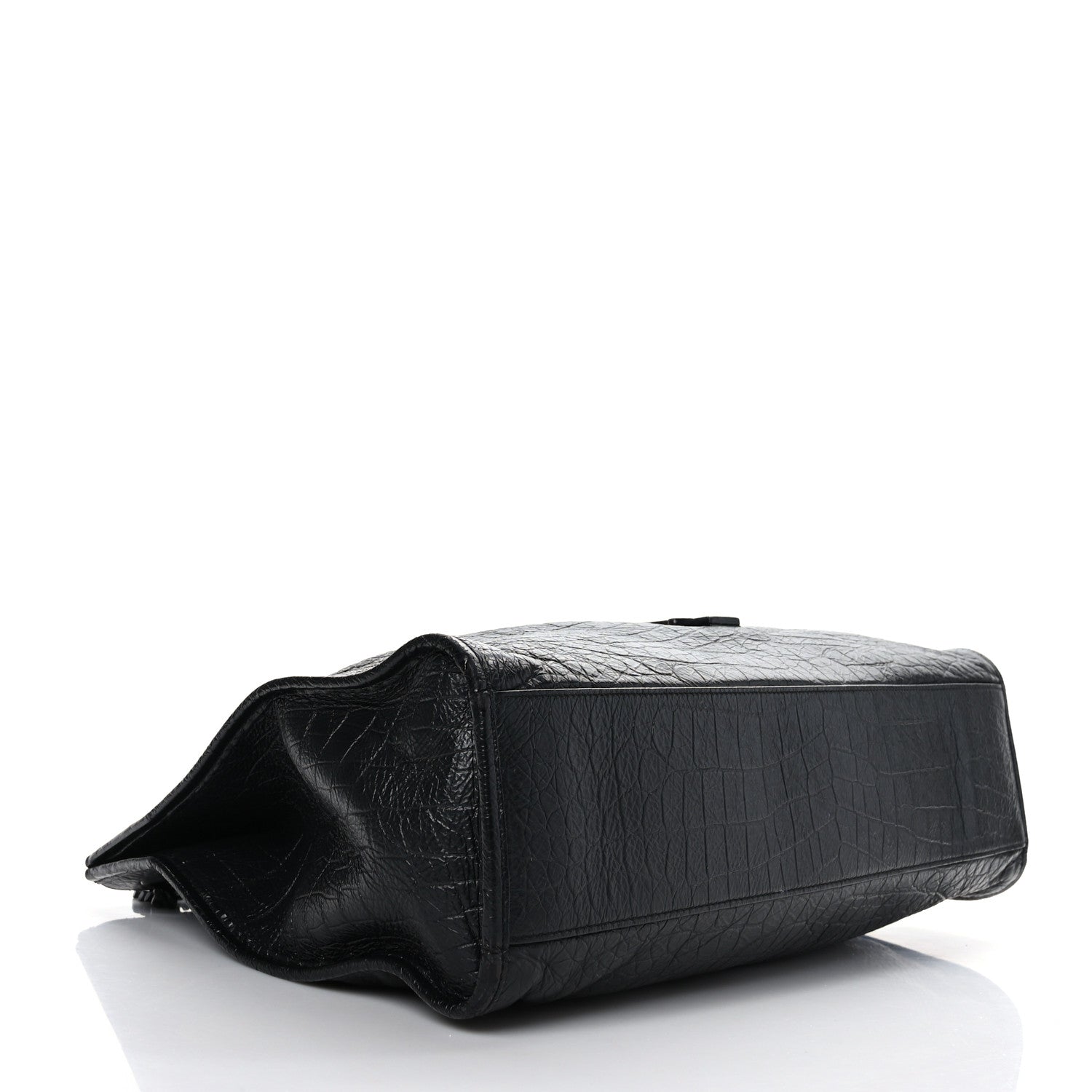 Saint Laurent Calfskin Crocodile Embossed Monogram Large Niki Shopping Bag Black 4 of 9
