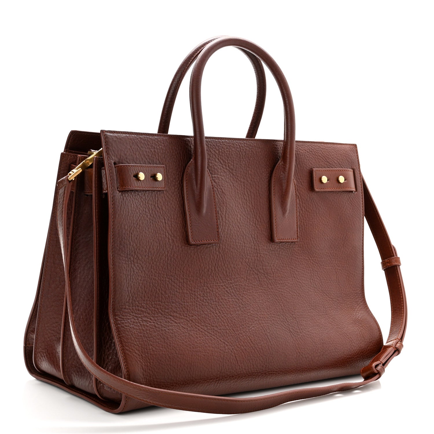 Saint Laurent Grained Calfskin Medium Supple Sac De Jour Dark Brown 3 of 12