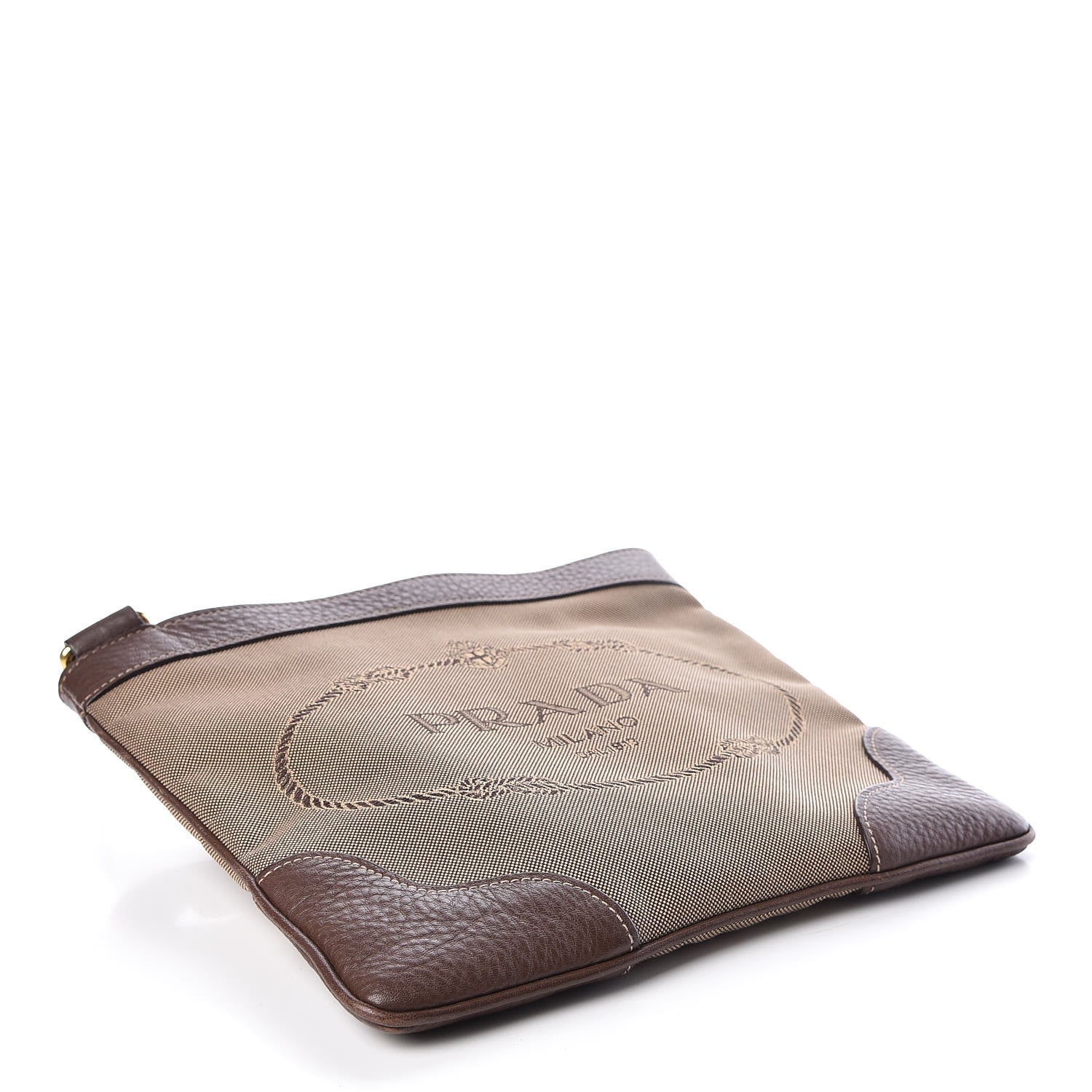 Prada Jacquard Logo Small Flat Messenger Bag Brown 4 of 9