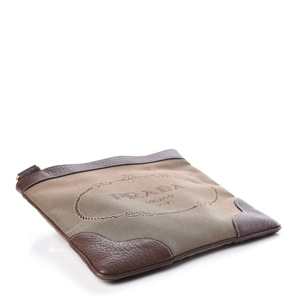 Prada Jacquard Logo Small Flat Messenger Bag Brown 4 of 9