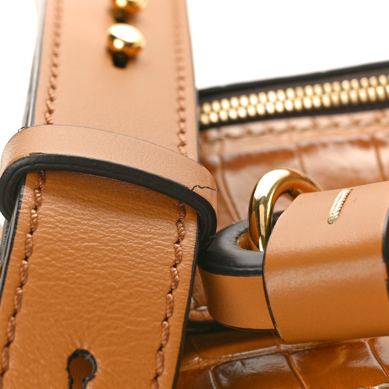 Chloe Calfskin Crocodile Embossed Small Daria Autumnal Brown 10 of 10