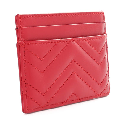 Gucci Calfskin Matelasse GG Marmont Card Holder Hibiscus Red 3 of 8