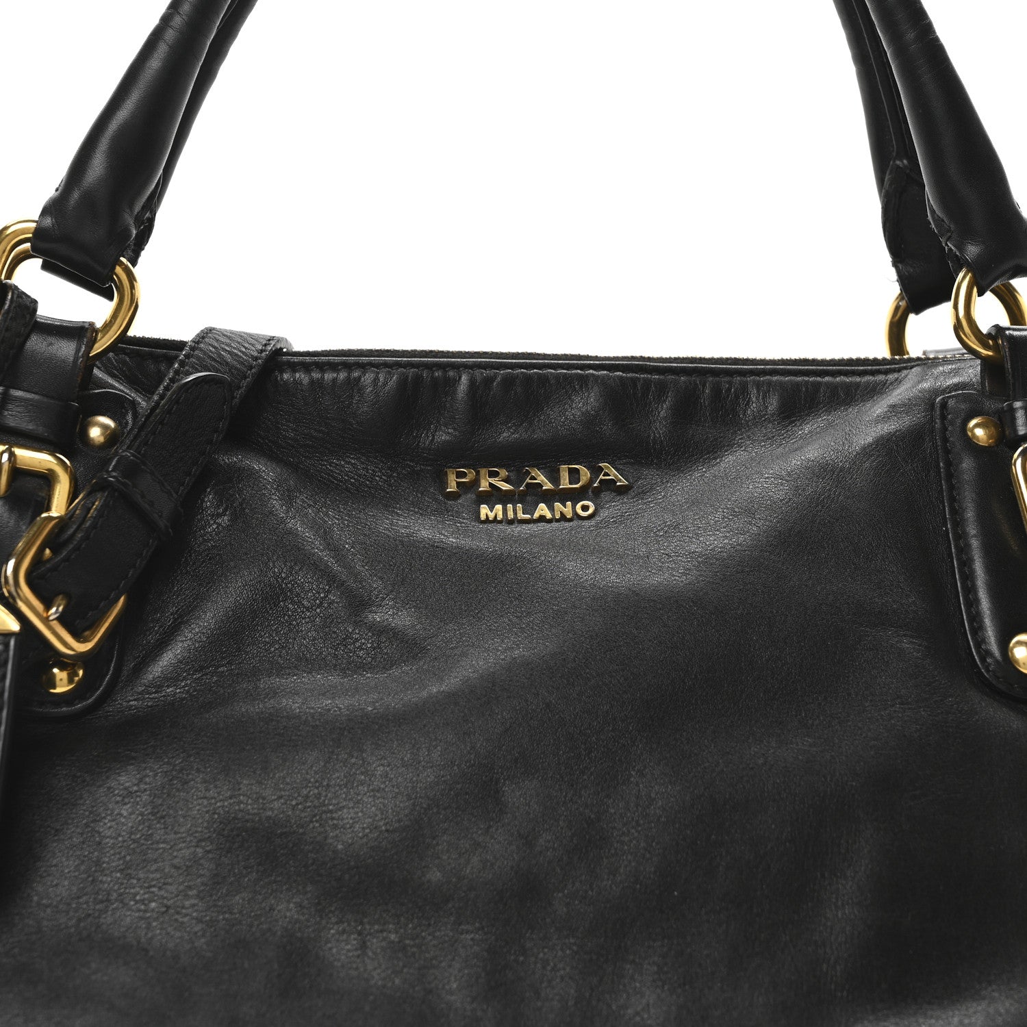 Prada Soft Calf Shopping Satchel Black 8 of 10