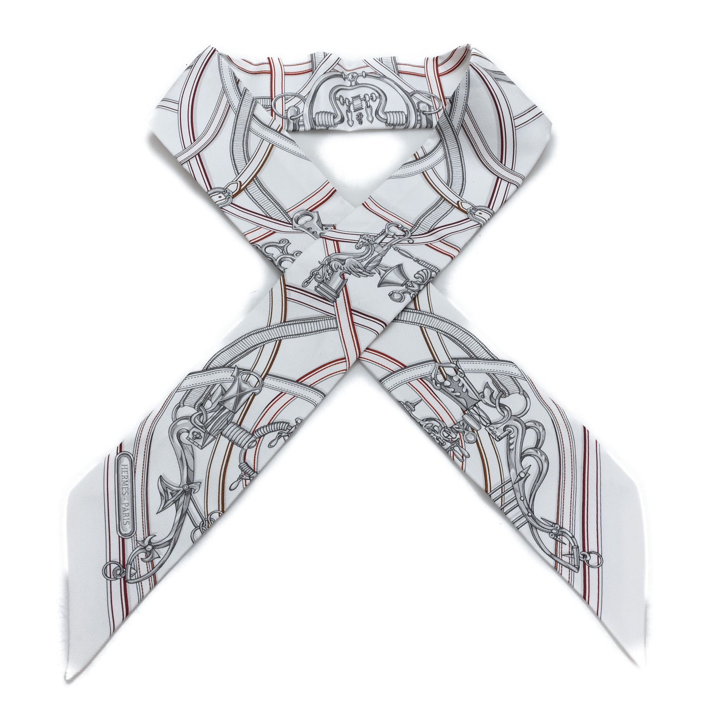 Silk Harnais Legendaire Twilly White Gris Perle Rouge H