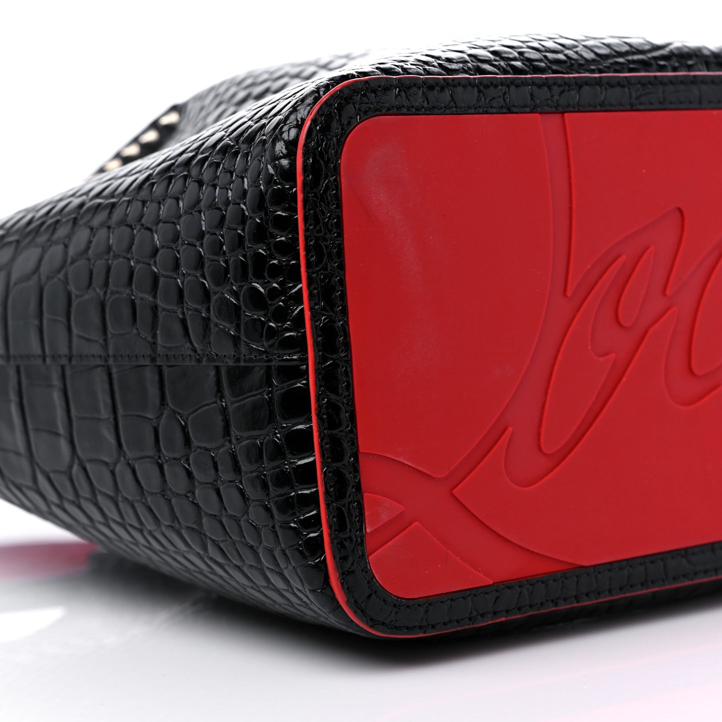 Calfskin Crocodile Embossed Spikes Large Cabarock Black