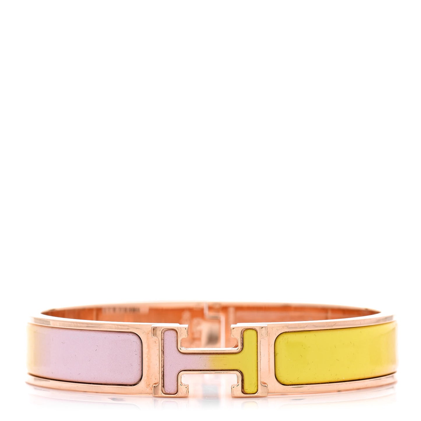 Enamel Narrow Clic Clac H Fusion Bracelet PM Rose Candeur Jaune Tennis