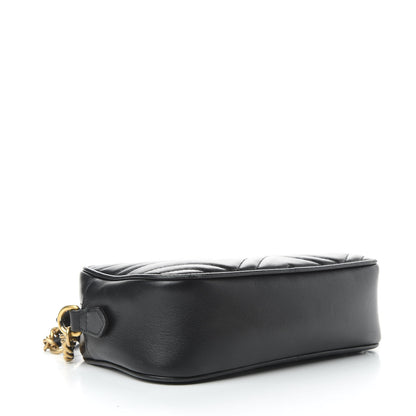 Gucci Calfskin Matelasse Small GG Marmont Chain Shoulder Bag Black 4 of 10