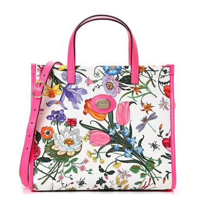 Gucci Canvas Medium Flora Tote Fuchsia 1 of 9