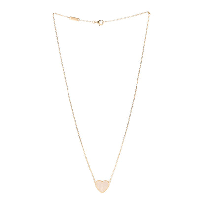 Van Cleef & Arpels 18K Yellow Gold Mother of Pearl Lucky Alhambra Heart Pendant Necklace 3 of 5