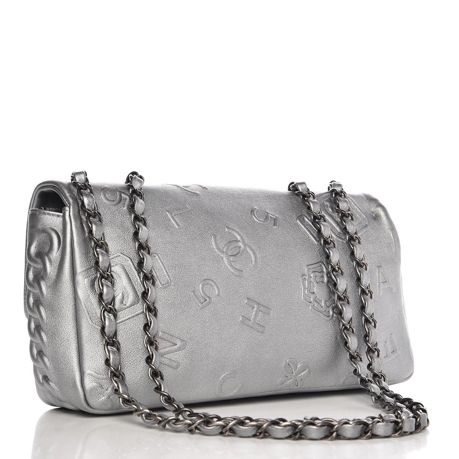 Chanel Metallic Lambskin Symbols Medium Single Flap Silver 3 of 7