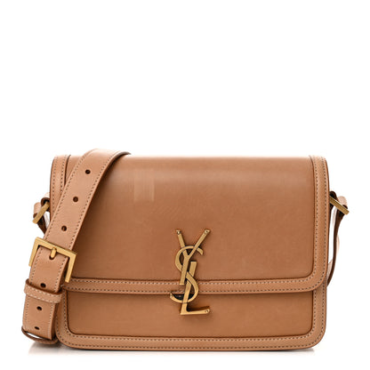 Saint Laurent Box Calfskin Monogram Medium Solferino Satchel Natural Tan 1 of 15