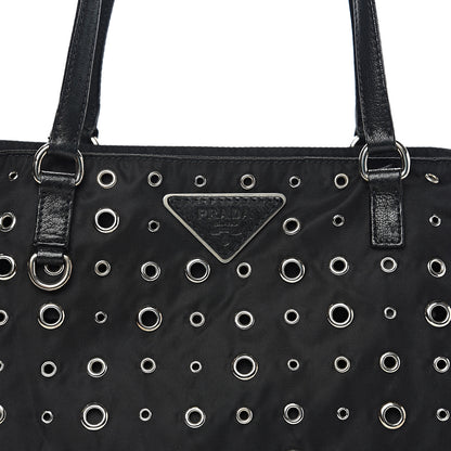 Prada Nylon Metal Grommet Bag Black 6 of 9