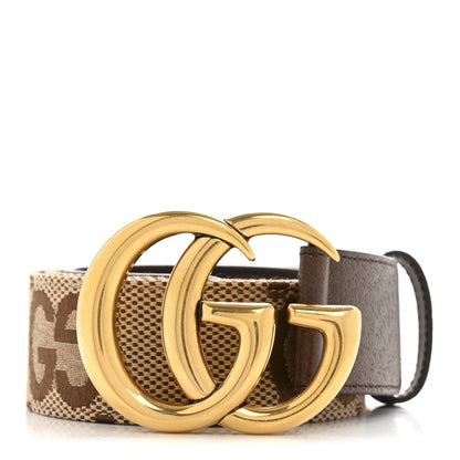 Gucci Monogram Jumbo GG Textured Dollar Calfskin Double G 40mm Belt 75 30 Camel Ebony 1 of 8