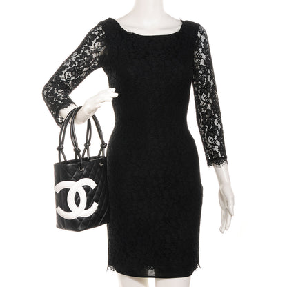 Chanel Calfskin Quilted Small Cambon Tote Black White 2 of 7
