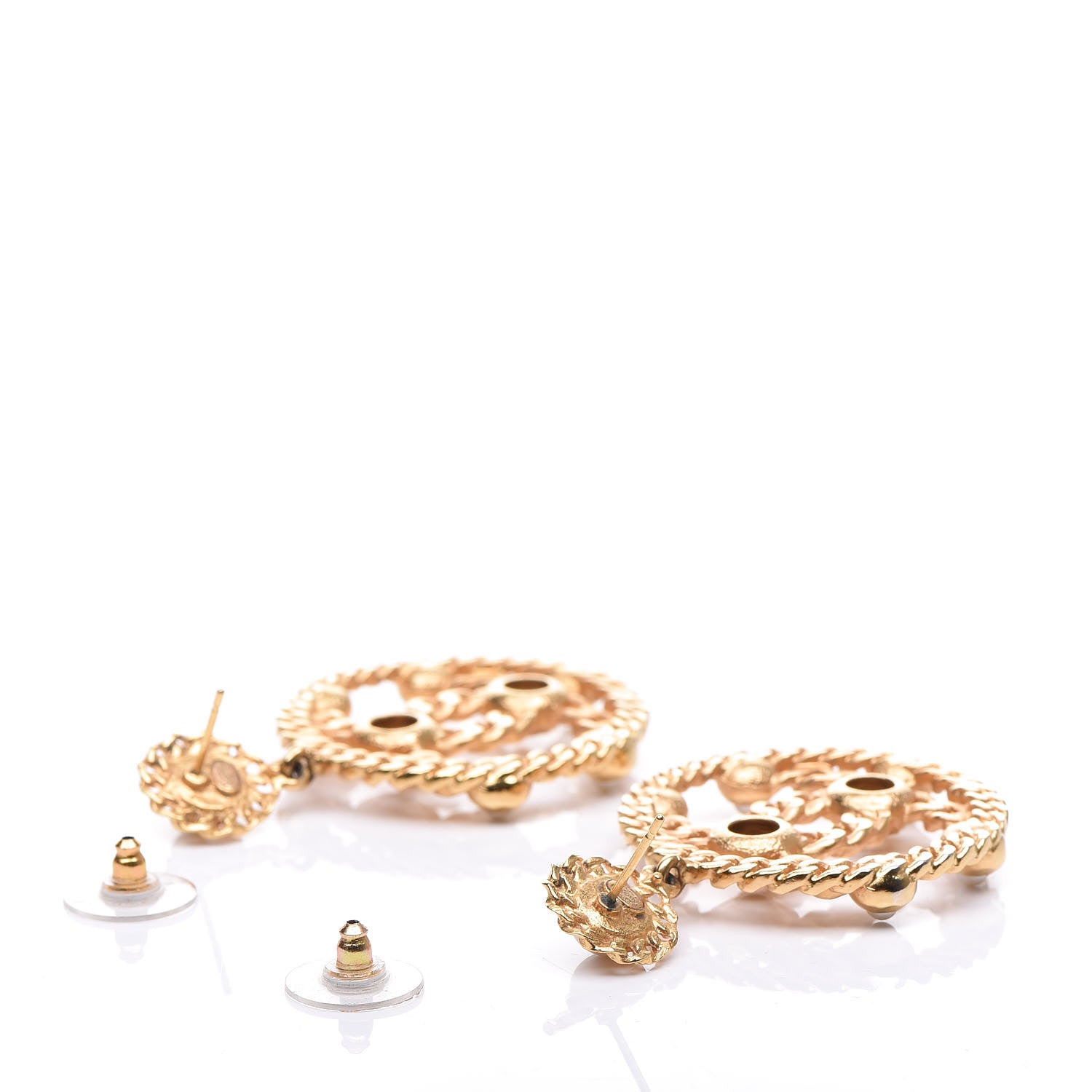 Chanel Pearl Gripoix CC Chain Drop Earrings Gold 3 of 4