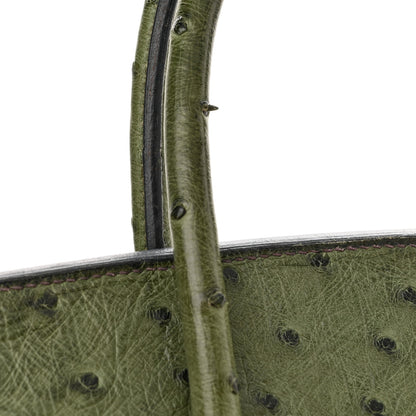 Hermes Ostrich Birkin 35 Vert Olive 12 of 23