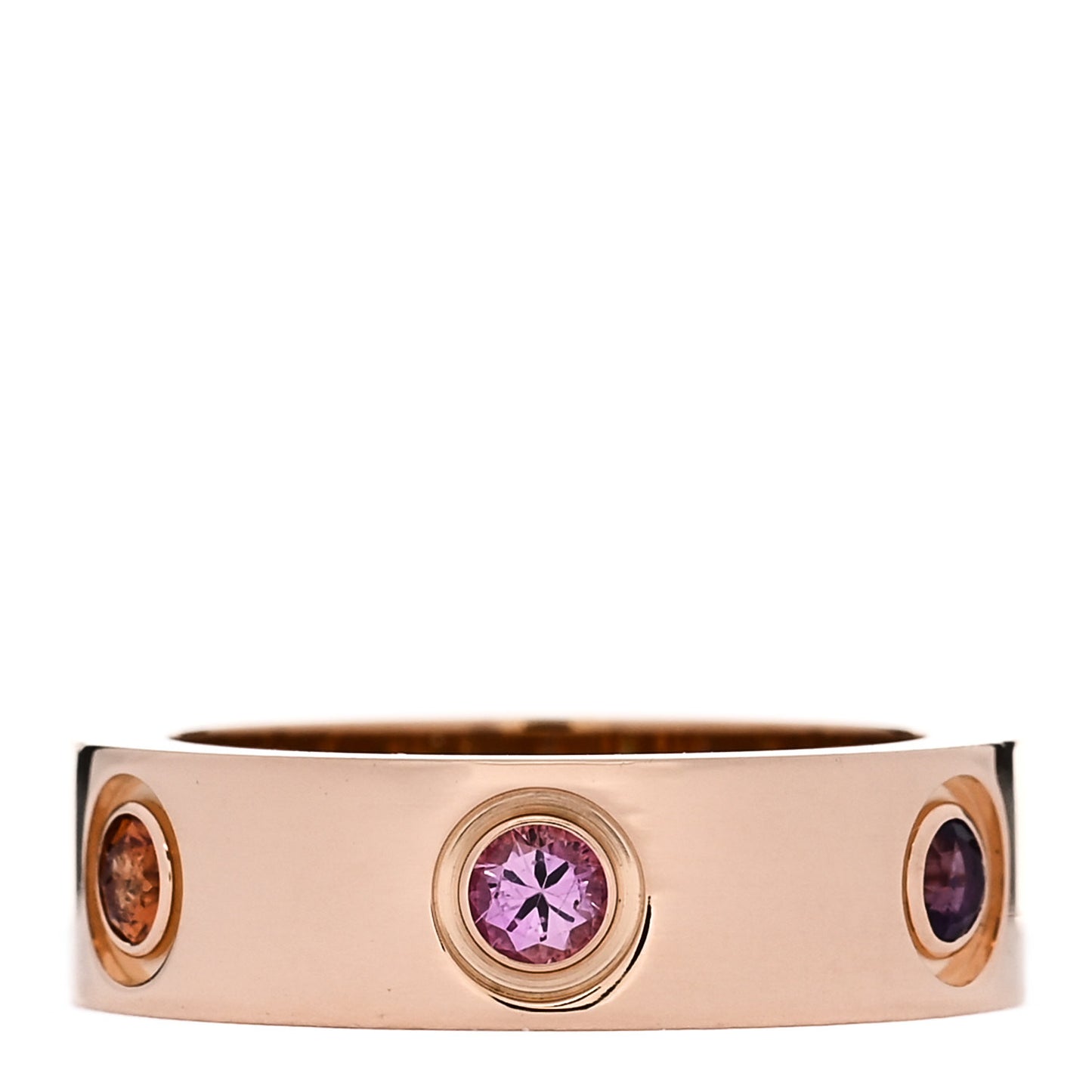 18K Pink Gold Sapphire Garnet Amethyst 5.5mm LOVE Ring 48 4.5