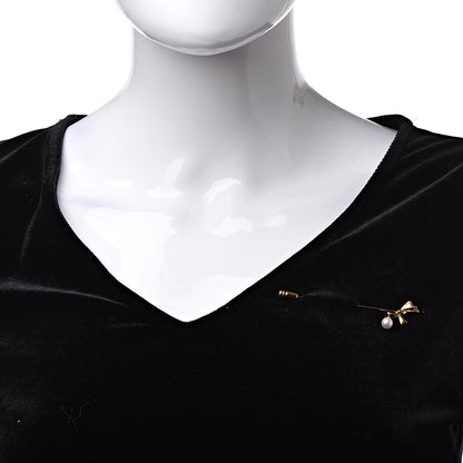 Mikimoto 18K Yellow Gold Akoya Pearl 6mm Bow Brooch 2 of 4