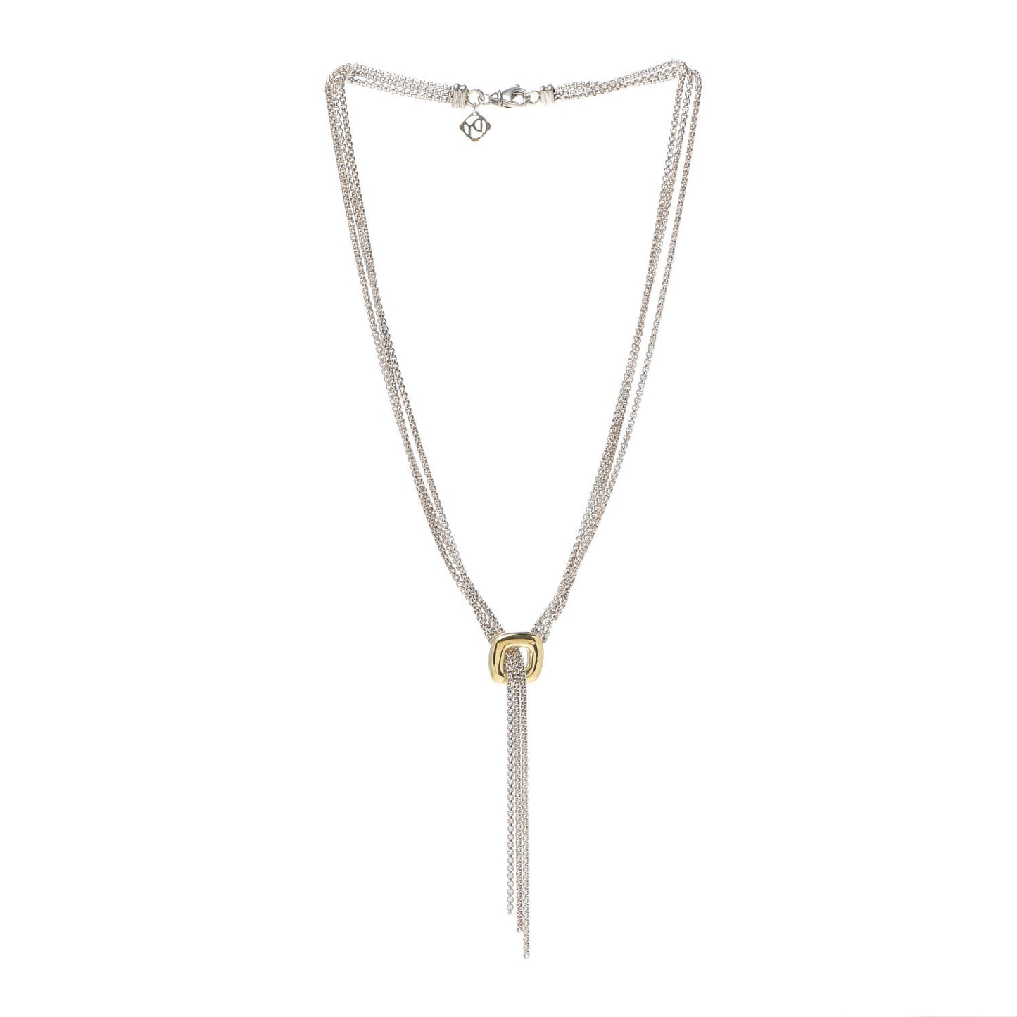 Sterling Silver 18K Yellow Gold Lariat Waterfall Necklace
