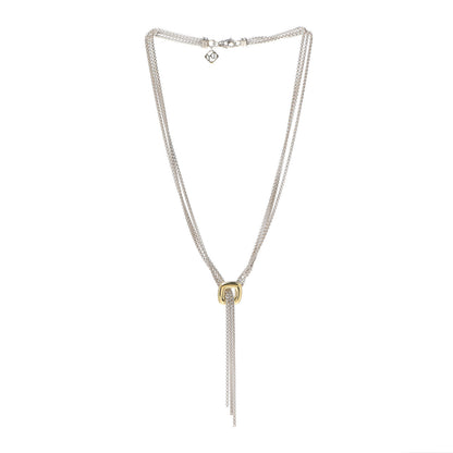 David Yurman Sterling Silver 18K Yellow Gold Lariat Waterfall Necklace 3 of 4