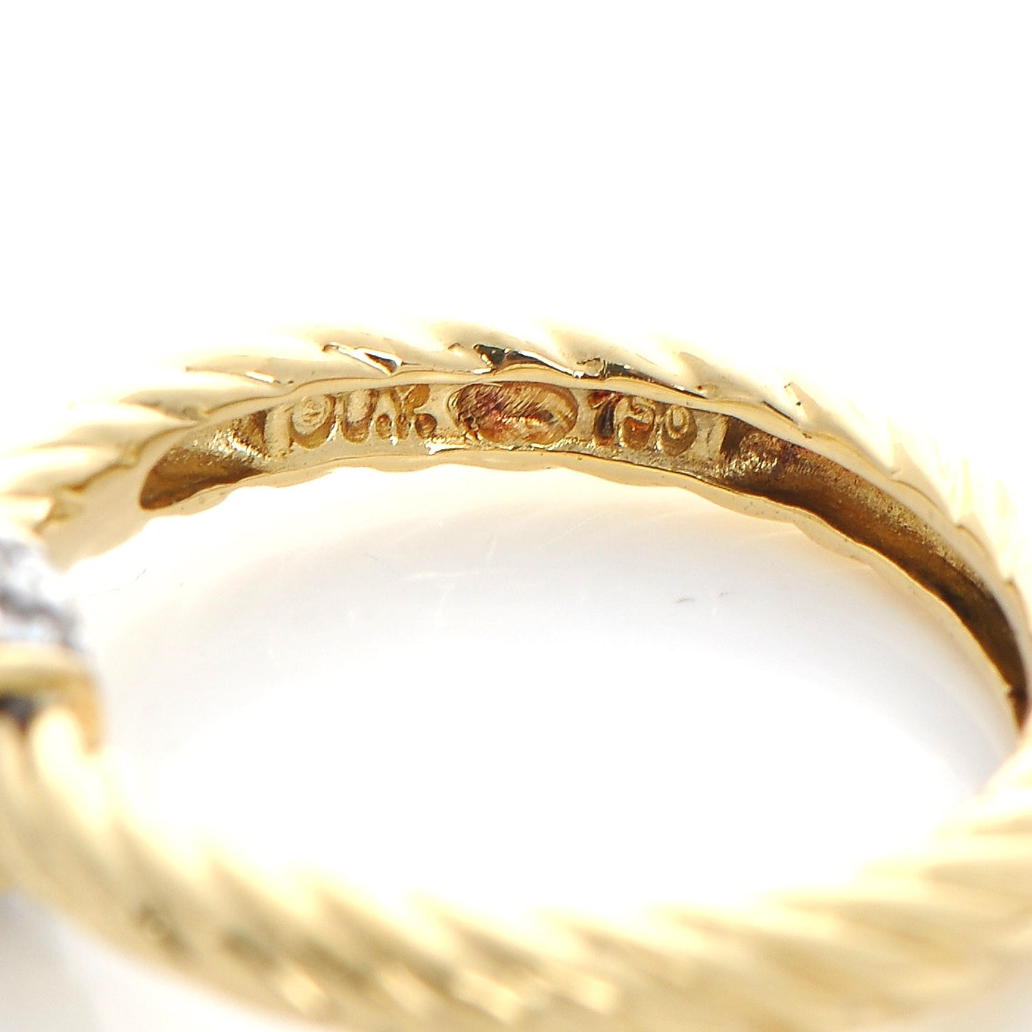 18K Yellow Gold Diamond Station Cable Ring 49 5