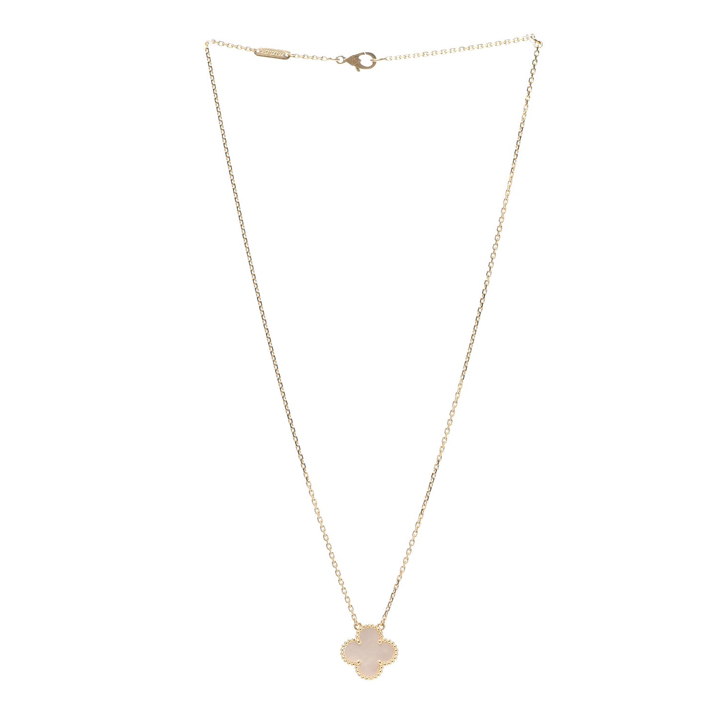 18K Yellow Gold Mother of Pearl Vintage Alhambra Pendant Necklace