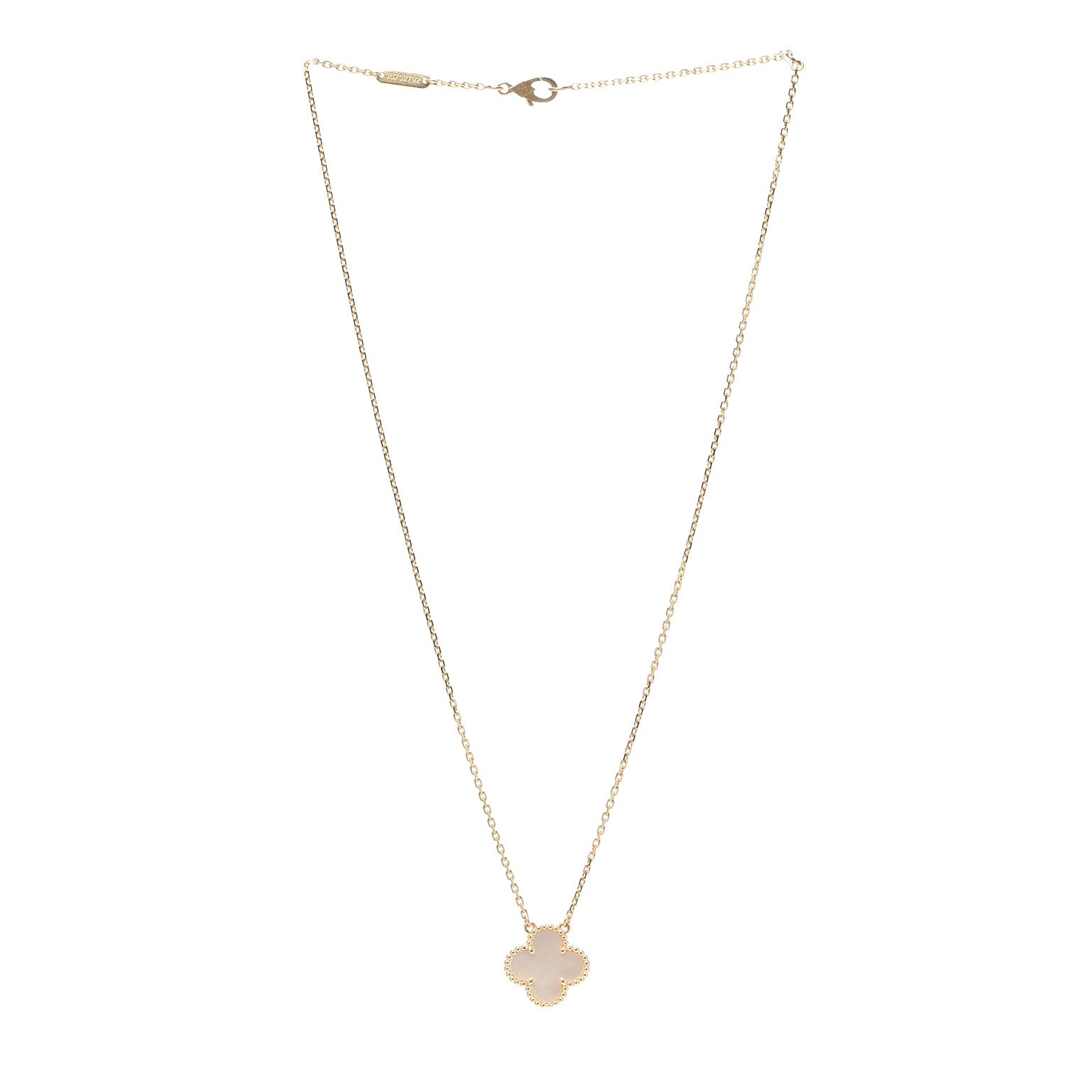 Van Cleef & Arpels 18K Yellow Gold Mother of Pearl Vintage Alhambra Pendant Necklace 3 of 6