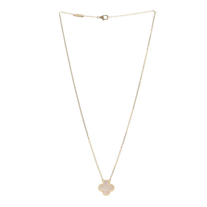 Van Cleef & Arpels 18K Yellow Gold Mother of Pearl Vintage Alhambra Pendant Necklace 3 of 6