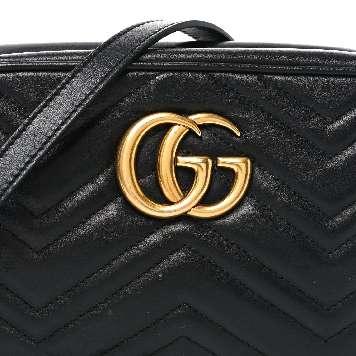 Gucci Calfskin Matelasse Small GG Marmont Chain Shoulder Bag Black 8 of 10