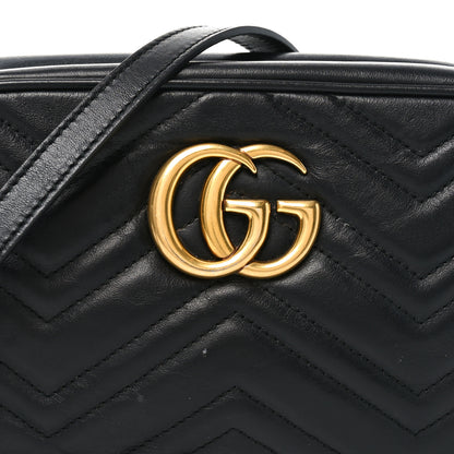 Gucci Calfskin Matelasse Small GG Marmont Chain Shoulder Bag Black 8 of 10