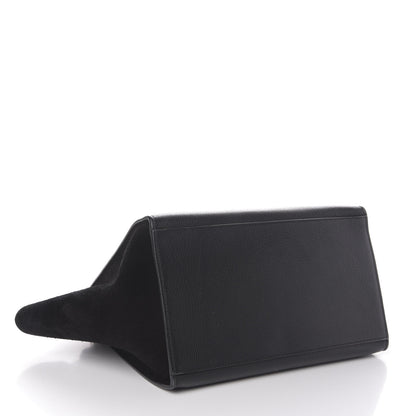 Celine Drummed Calfskin Suede Medium Trapeze Black 5 of 10