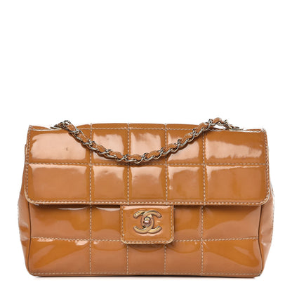 Chanel Patent Quilted Medium Chocolate Bar Flap Tan 1 of 20