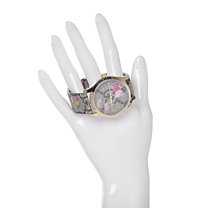 Gucci Stainless Steel Canvas 38mm G-Timeless Supreme GG Blooms Quartz Watch Brown 3 of 9