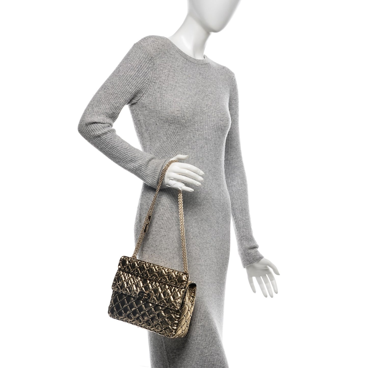 Metallic Wrinkled Lambskin Medium Rockstud Spike Shoulder Bag Mekong