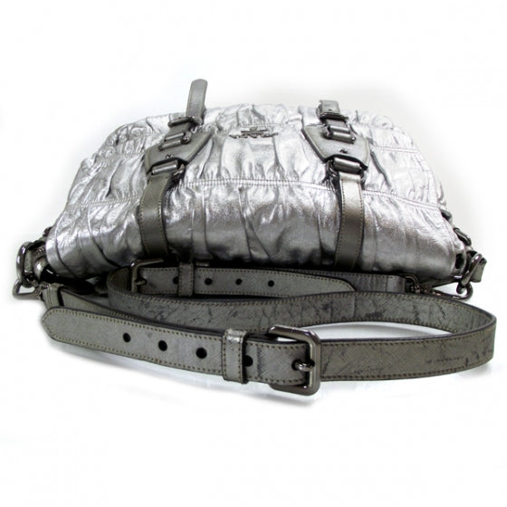Prada Nappa Dressy Gaufre Messenger Silver 5 of 11