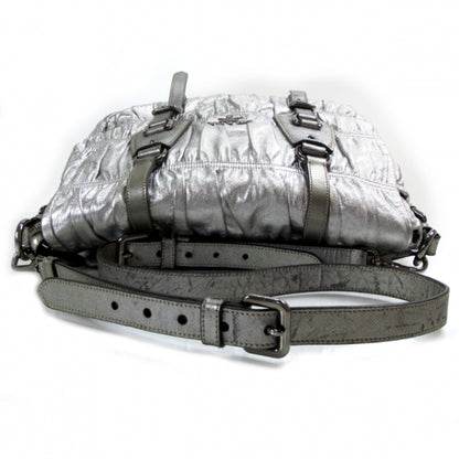 Prada Nappa Dressy Gaufre Messenger Silver 5 of 11