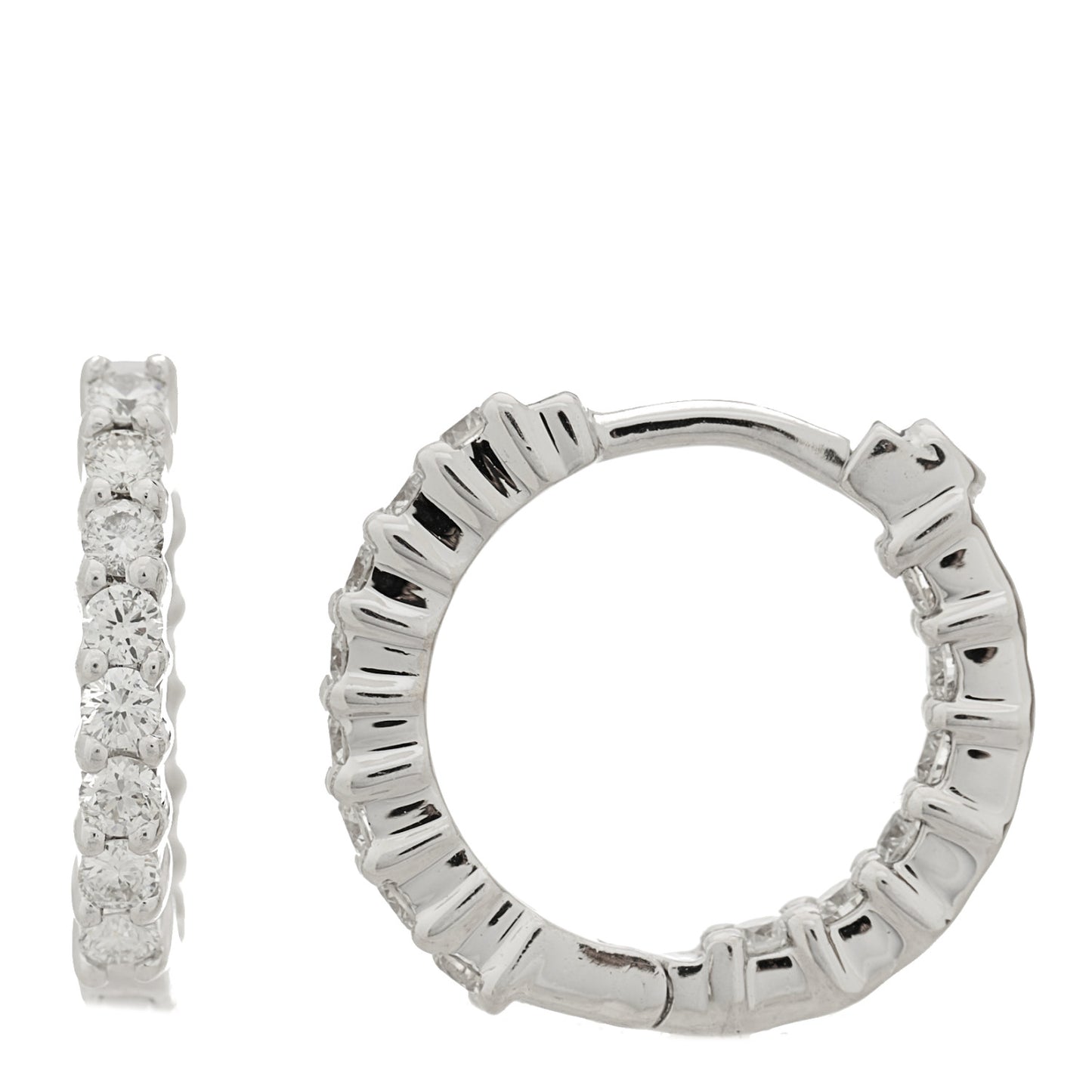 18K White Gold Diamond .76ctw Inside Out Hoop Earrings