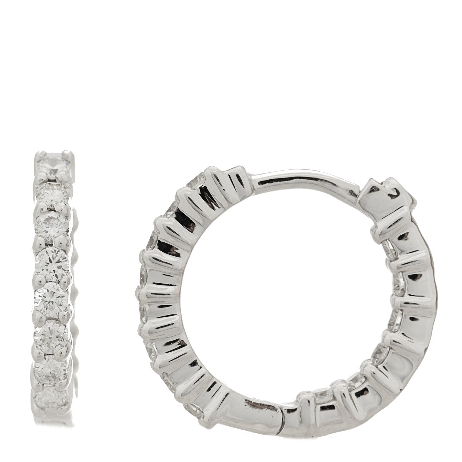 Roberto Coin 18K White Gold Diamond .76ctw Inside Out Hoop Earrings 1 of 4