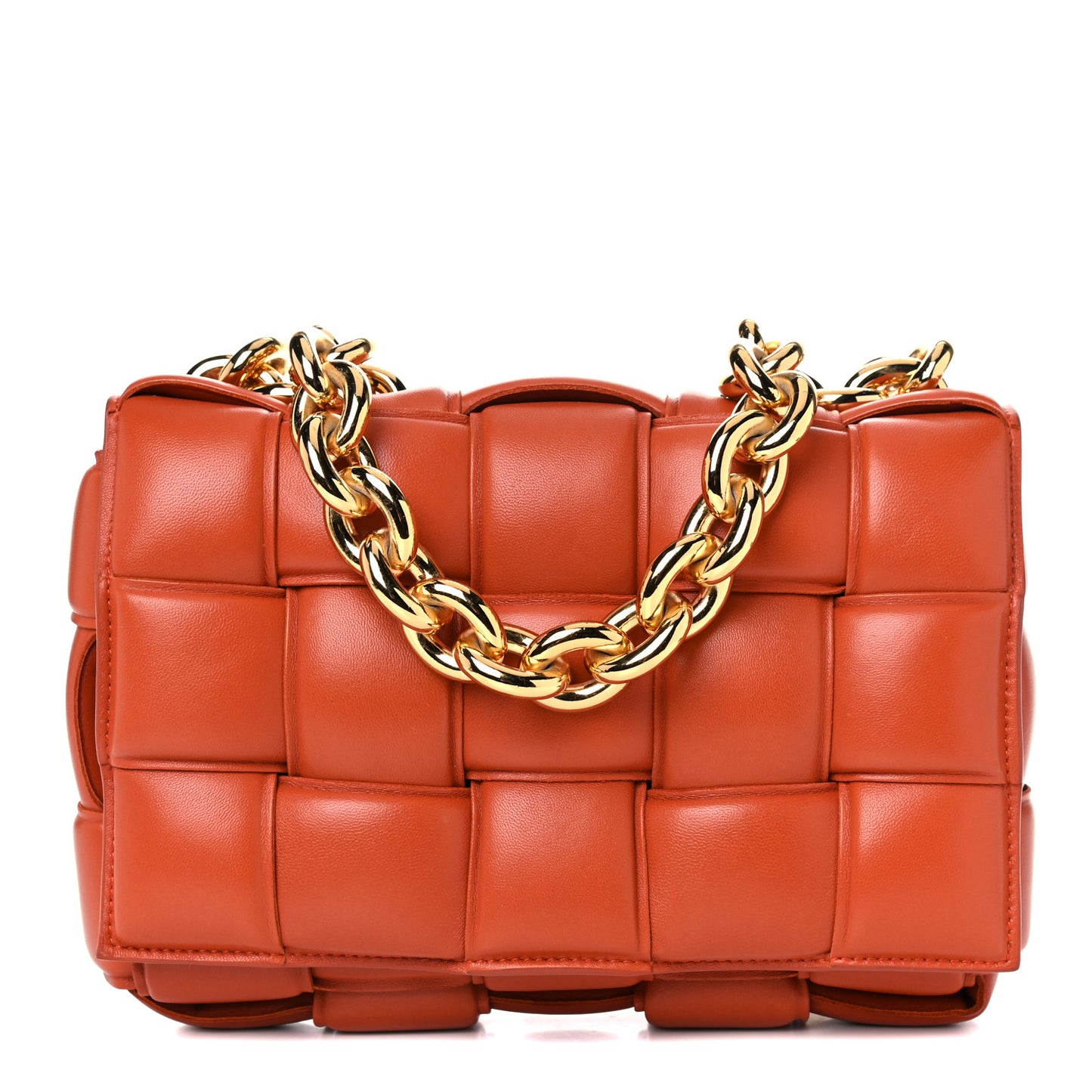 Lambskin Maxi Intreccio Padded Chain Cassette Crossbody Bag Maple