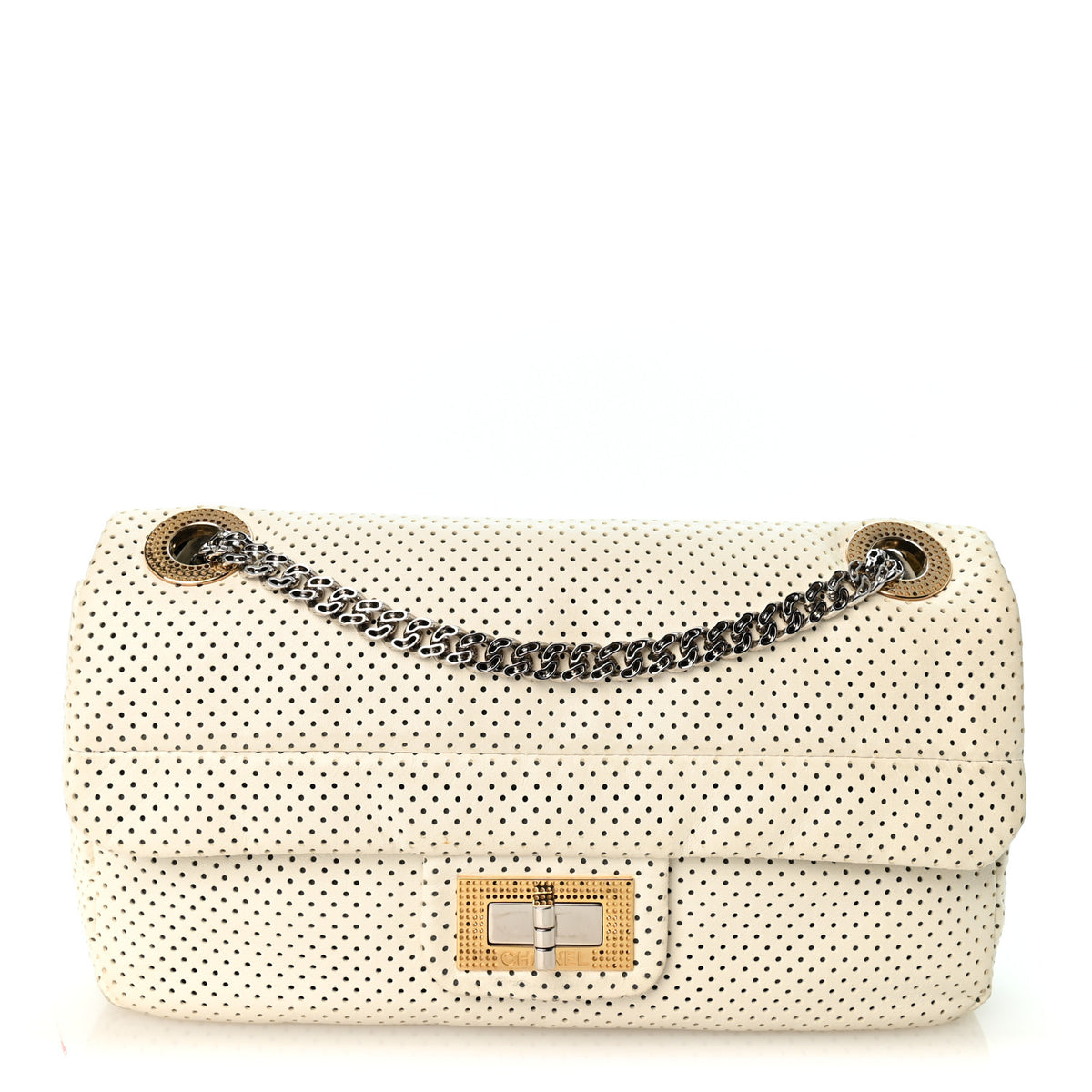 Chanel Lambskin Perforated Drill Flap White 1 of 9