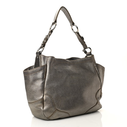Prada Metallic Vitello Daino Side Pocket Hobo Bronze 3 of 11