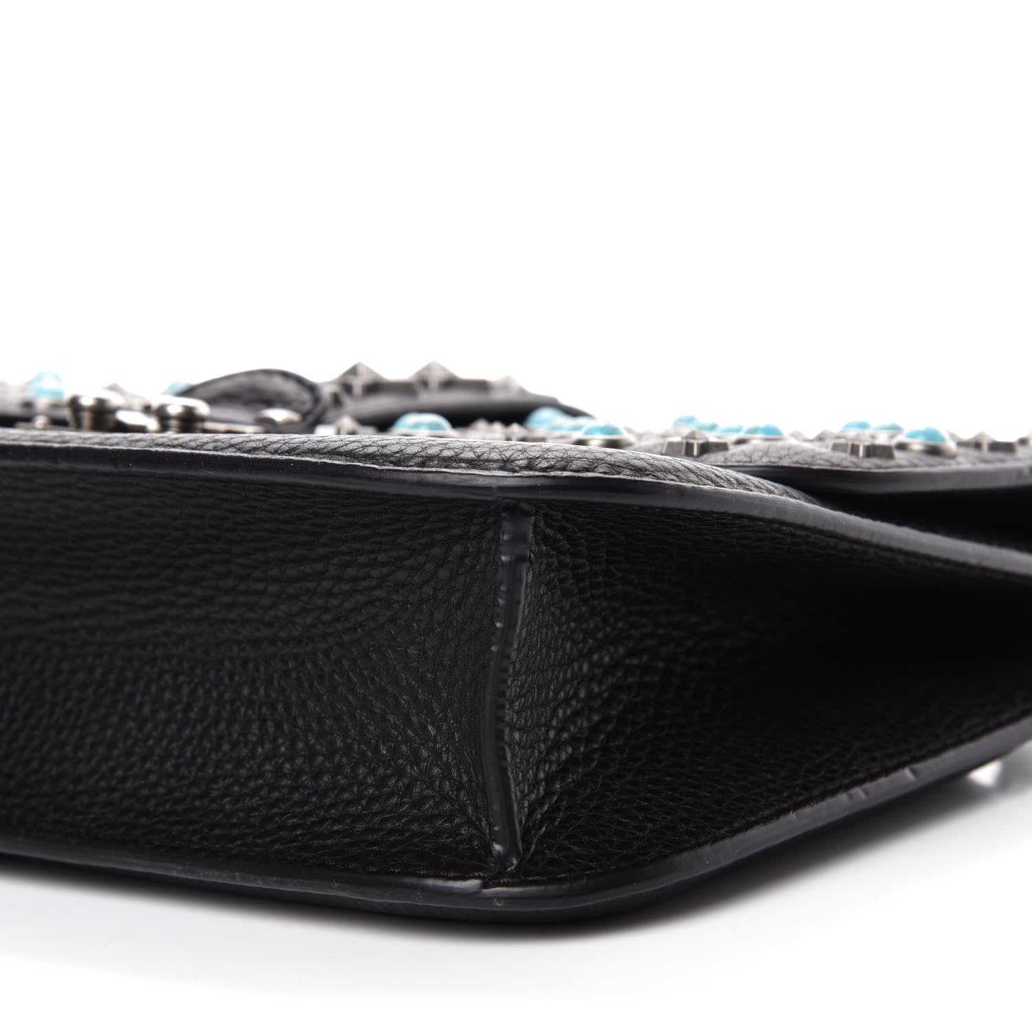 Valentino Garavani Pebbled Calfskin Star Studded Medium Lock Flap Black 8 of 10