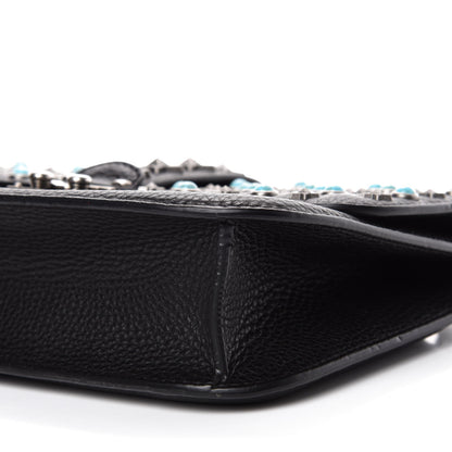 Valentino Garavani Pebbled Calfskin Star Studded Medium Lock Flap Black 8 of 10