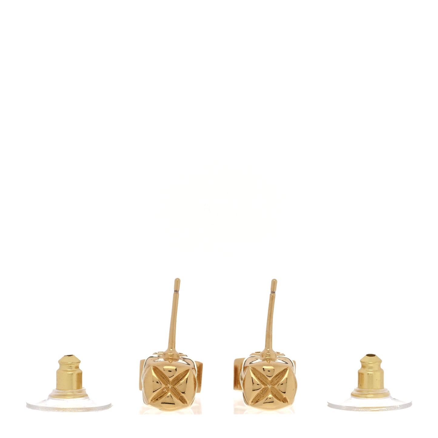 Metal CC Drop Earrings Gold