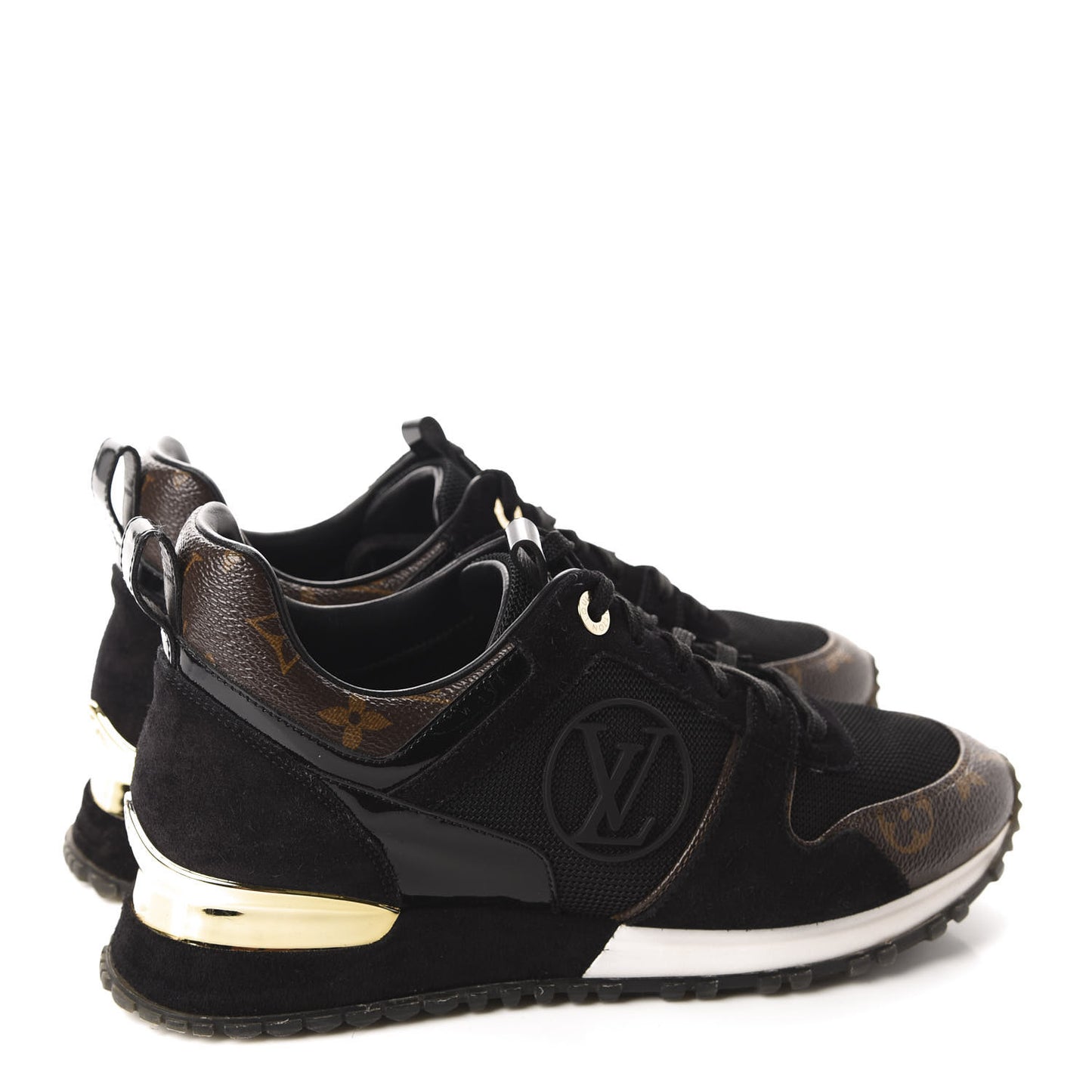 Suede Monogram Run Away Sneakers 37 Black
